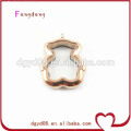 Teddy bear rose gold floating charms locket wholesale